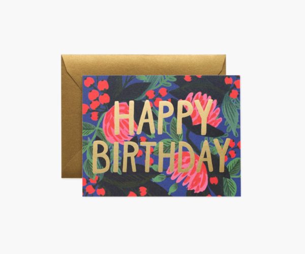 Carte double avec enveloppe - Floral Foil Birthday