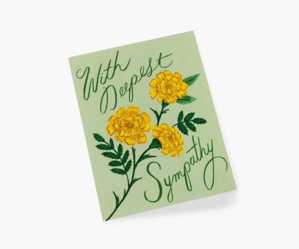 Carte double avec enveloppe - Marigold Sympathy Card – Image 2