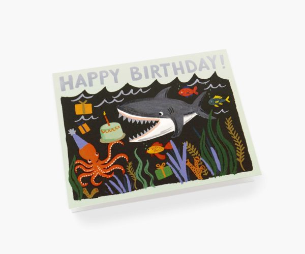 Carte double avec enveloppe - Shark Birthday Card – Image 2