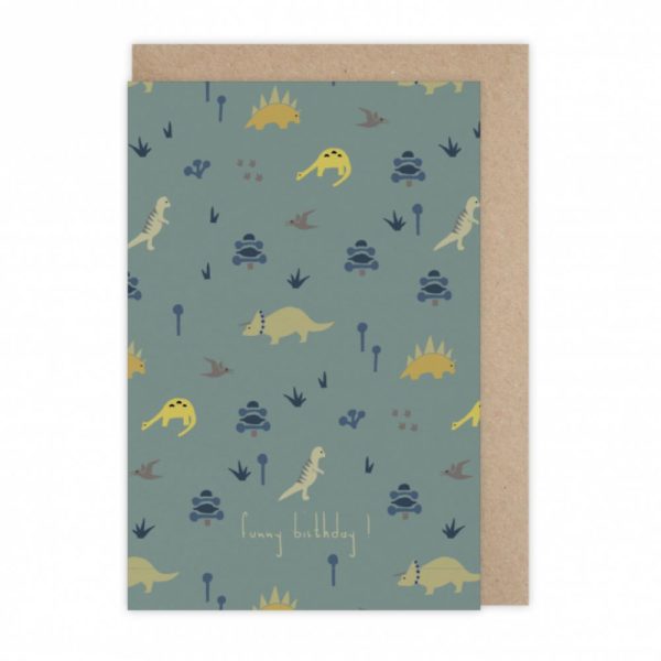 Carte double Funny Birthday Dino