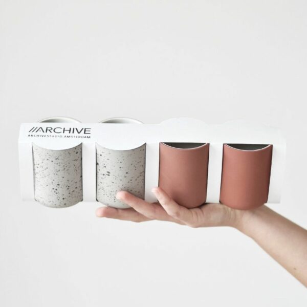 Set de 4 tasses - terracotta, tâcheté