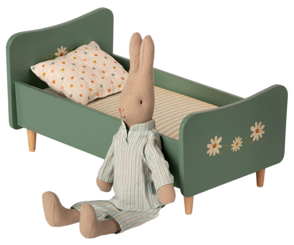 Les Miniatures - Grand Lit en bois - Bleu menthe – Image 2