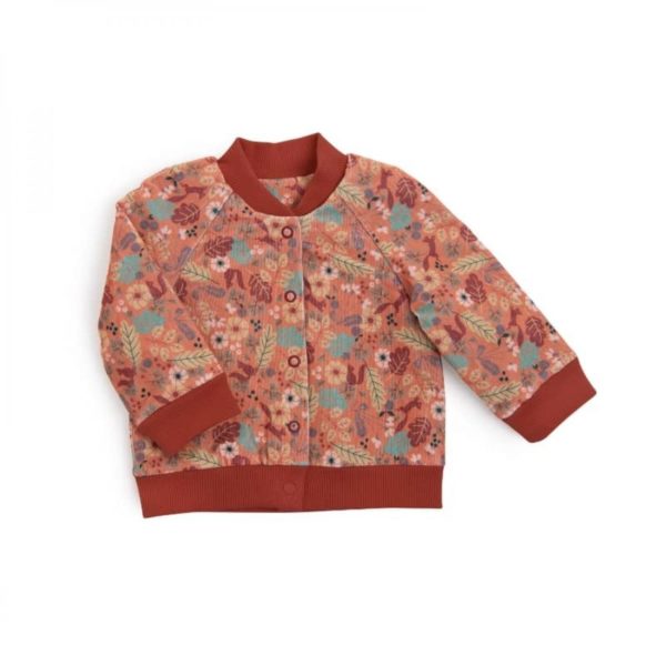 ELISE Teddy velours milleraies imprimé fleurs Pomme des bois