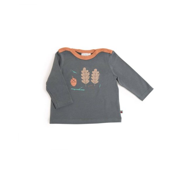 ERIC Tee-shirt jersey gris motif feuilles Pomme des bois