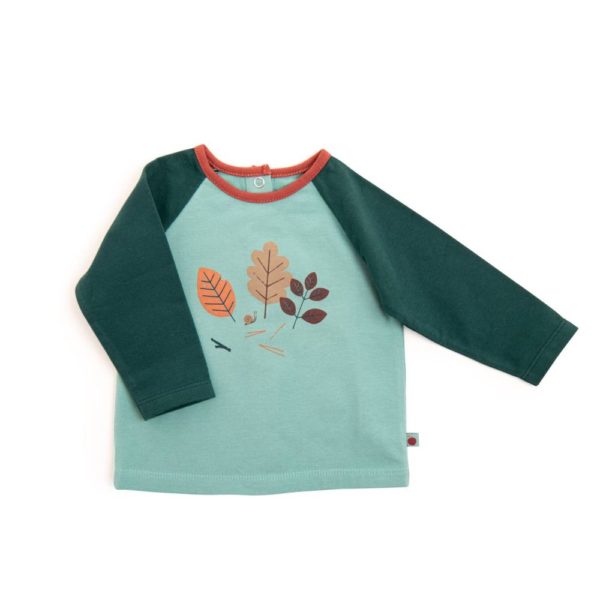 EDOUARD Tee-shirt jersey vert motif feuilles Pomme des bois