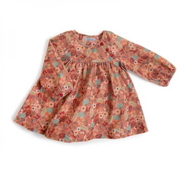 ELODIE Robe velours milleraies imprimé fleurs Pomme des bois