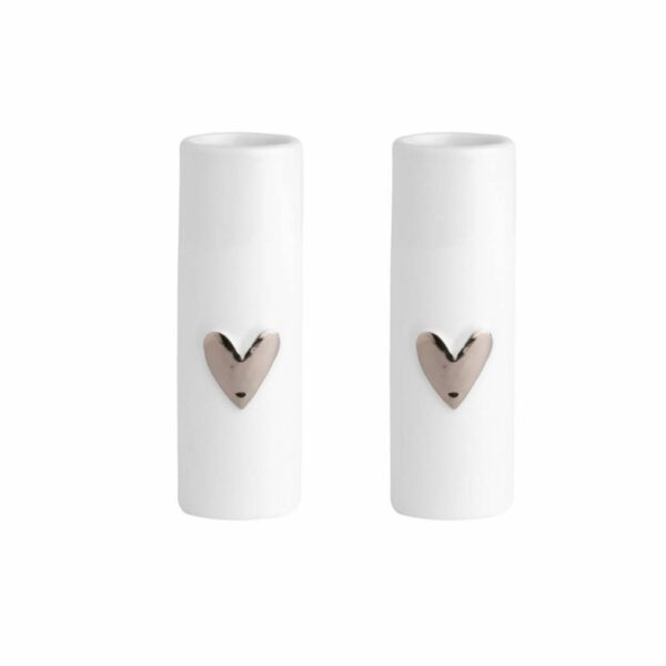 Set de 2 Mini vase coeur argenté