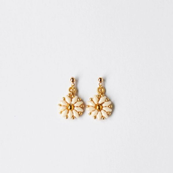 Boucles d'oreilles Daisy Flower, Ivory