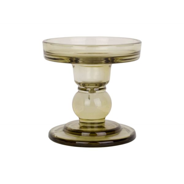 Bougeoir en verre Art vert