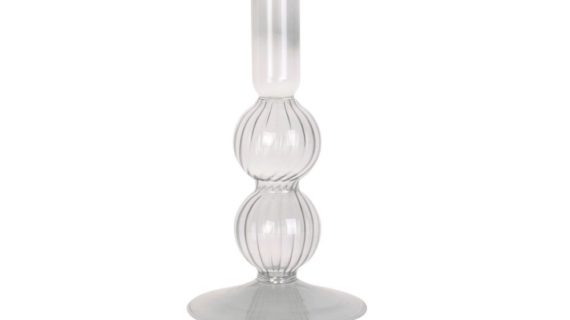 Bougeoir en verre boule, clair