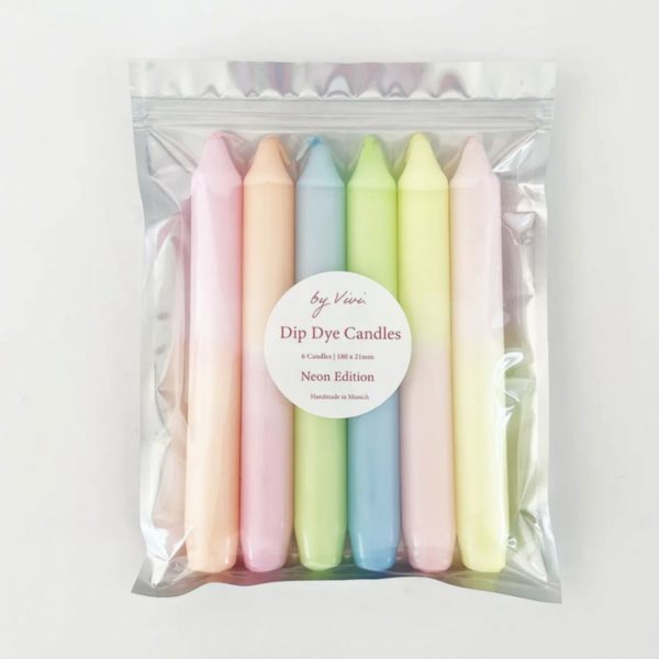 Lot de 6 Bougies Dip Dye Neon Edition