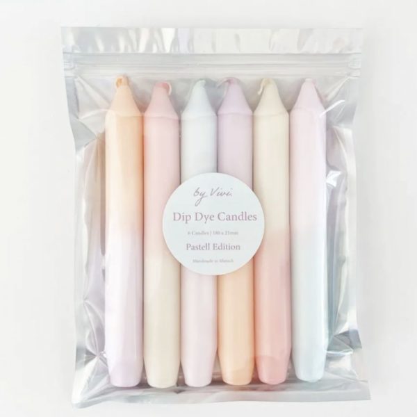 Lot de 6 Bougies Dip Dye : Pastell Edition
