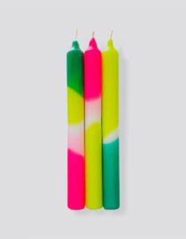 Lot de 3 Bougies Dip Dye Neon - Green Splash