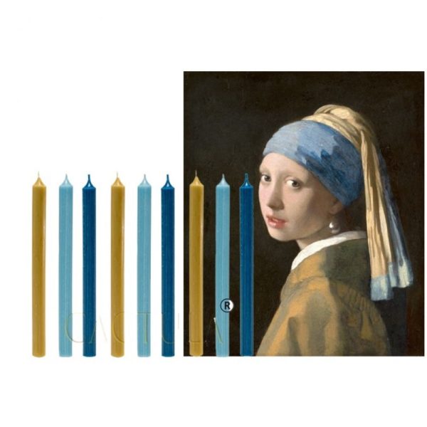 Bougies de dîner 28 cm 9 pcs Fille avec une boucle d'oreille en perle de Vermeer