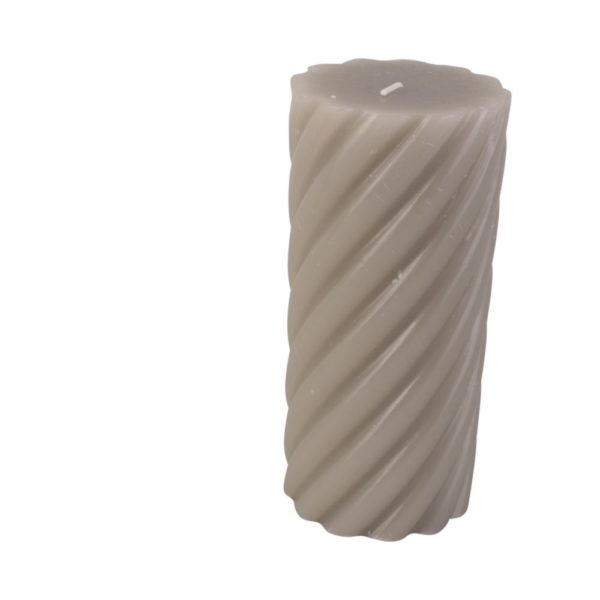 Bougie pilier Swirl grande, Gris chaud