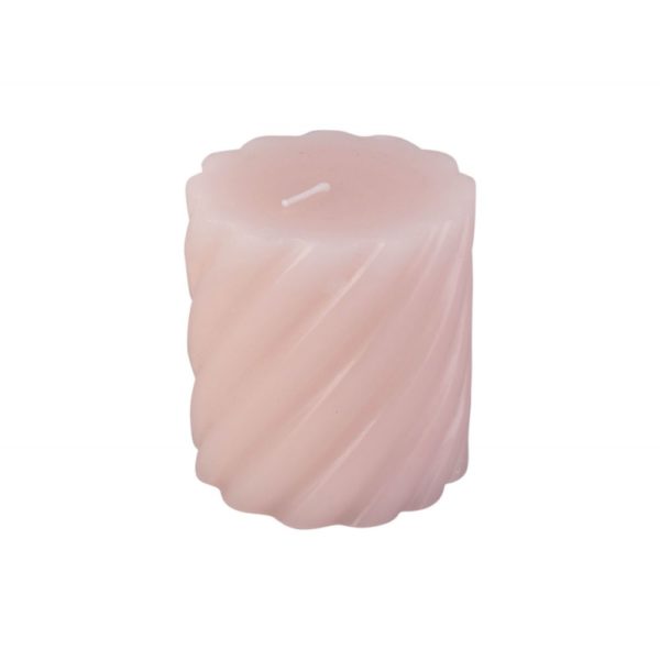 Bougie pilier Swirl petite, Rose tendre