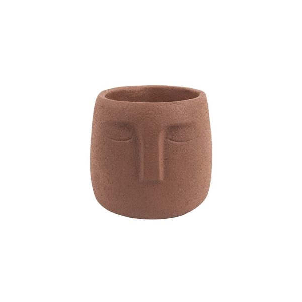 Visage de pot de fleurs, Brun argile