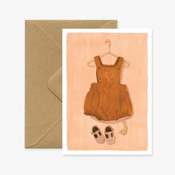 Carte double avec enveloppe Overall Cognac