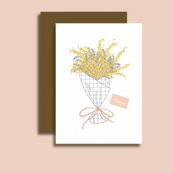 Bouquet de mimosa - Carte simple avec enveloppe
