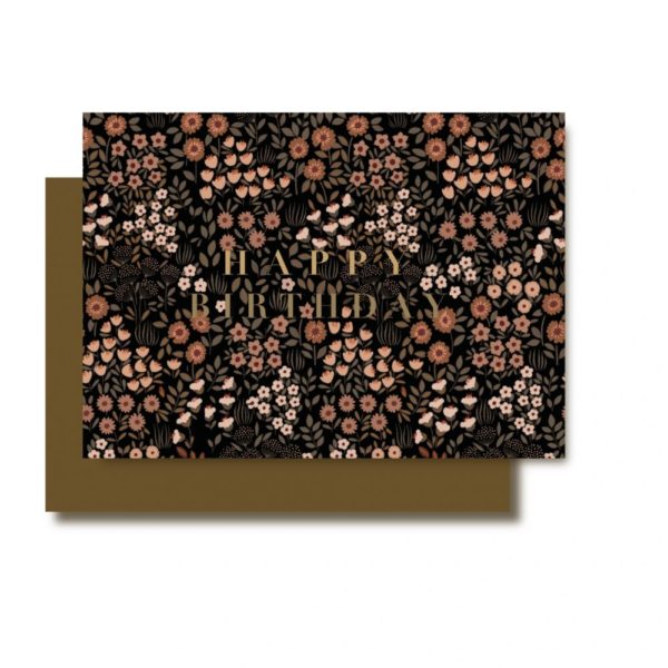Happy Birthday noir - Carte simple avec enveloppe
