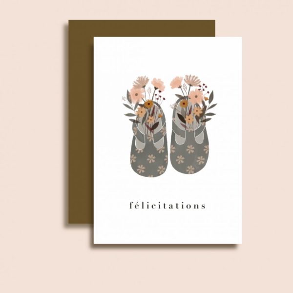 Félicitations Chaussons - Carte simple avec enveloppe