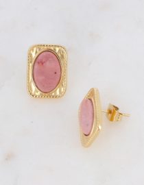 Boucles Vena dorées avec pierre Rhodonite