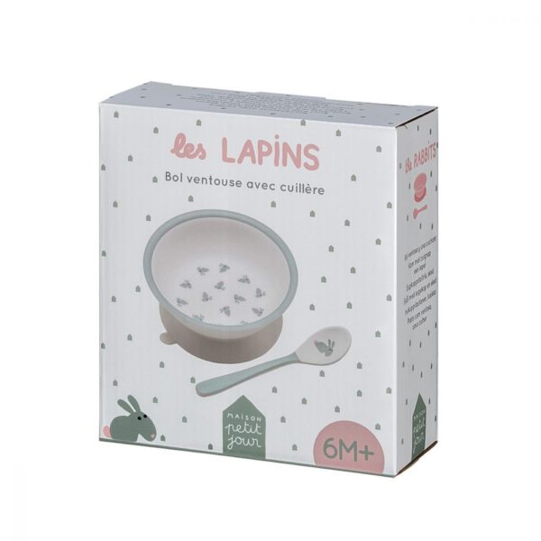 Bol ventouse avec cuillère Les Lapins