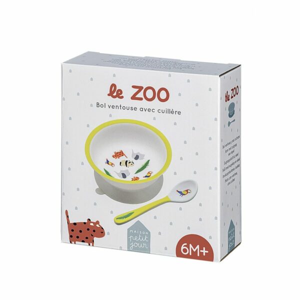 Bol ventouse avec cuillère Le Zoo