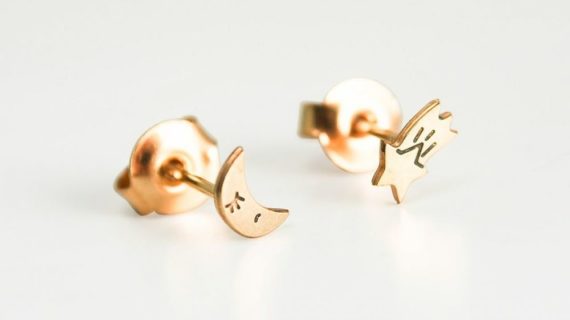 Boucles d'oreille Lune et Etoile filante