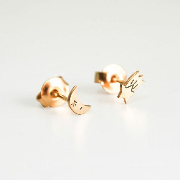 Boucles d'oreille Lune /Etoile filante