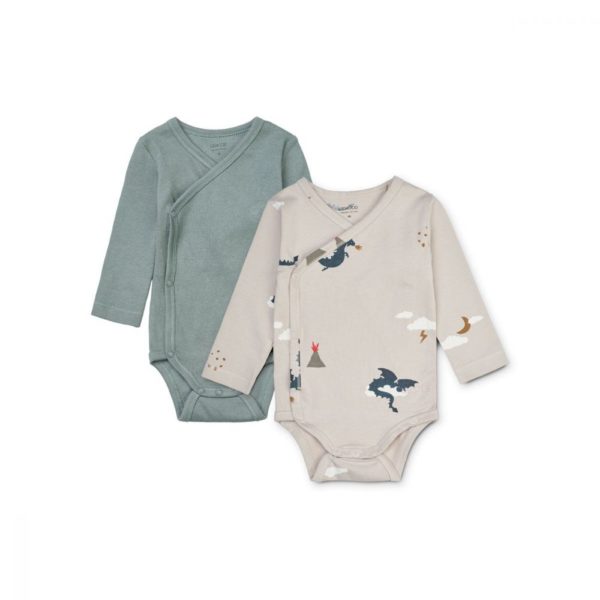 Body manches longues Hali (lot de 2) - Little dragon / Dark sandy mix
