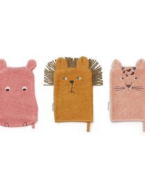 Lot de 3 gants de bain Sylvester - Safari / Dusty raspberry multi mix