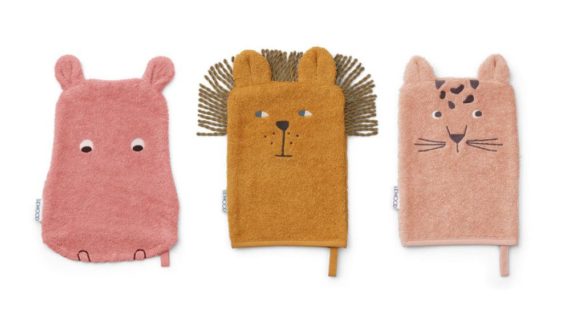 Lot de 3 gants de bain Sylvester - Safari / Dusty raspberry multi mix