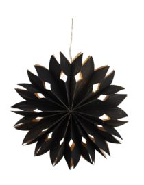 Étoile en placage de papier avec lumières Noir