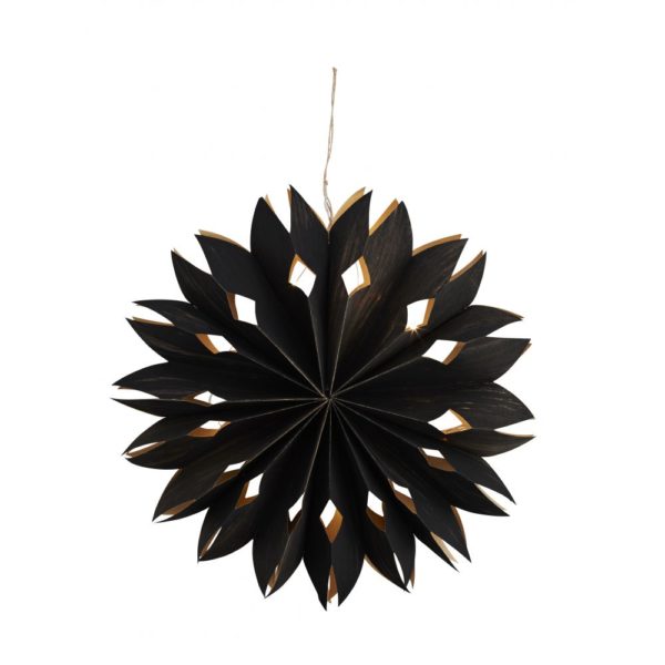 Étoile en placage de papier avec lumières Noir