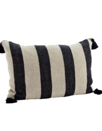 Coussin rayée à pompons