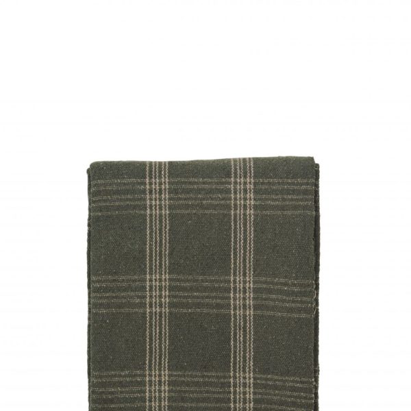 Plaid tissé à carreaux avec franges Vert foncé et beige