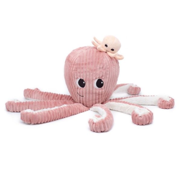 Peluche Pieuvre Maman bébé rose 45cm