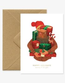 Carte double avec enveloppe Xmas girl presents