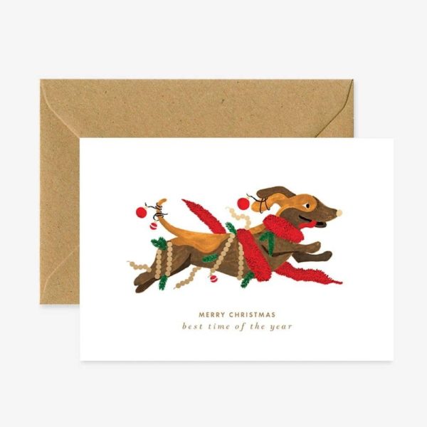 Carte double avec enveloppe Xmas dog
