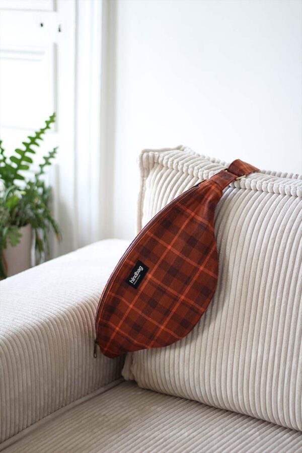 Sac banane Taille L Sasha Tartan Sienne