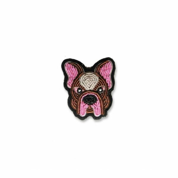 Broche Bouledogue –  brodée à la main