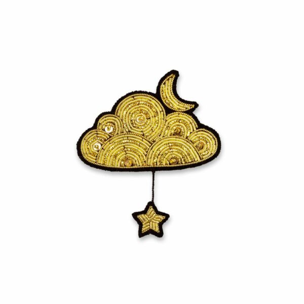 Broche Nuage or et Étoile –  brodée à la main