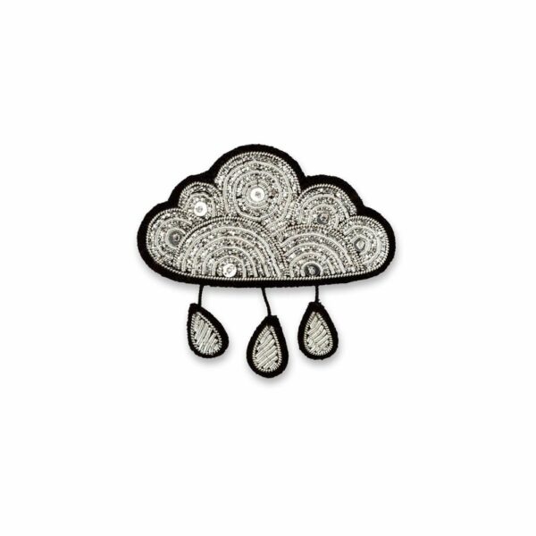 Broche Nuage et Pluie –  brodée à la main