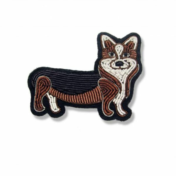 Broche Corgi –  brodée à la main