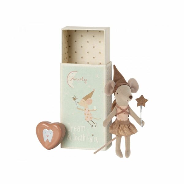 Les Miniatures - Souris fée des dents dans une boîte d'allumettes - Rose