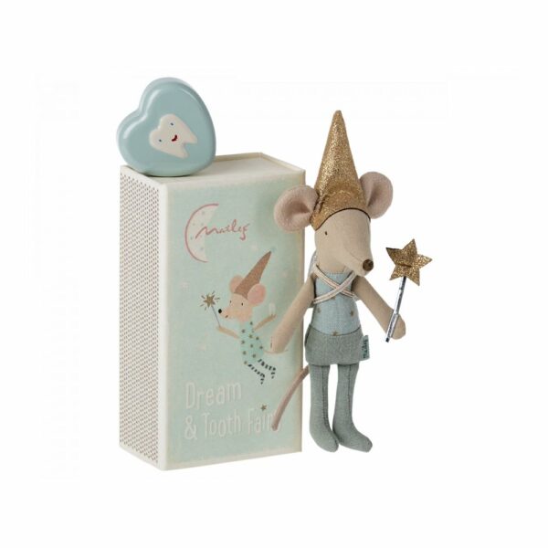 Les Miniatures - Souris fée des dents dans une boîte d'allumettes - Bleu