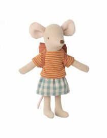 Les Miniatures - Tricycle souris, Grande soeur avec sac - Vieux rose