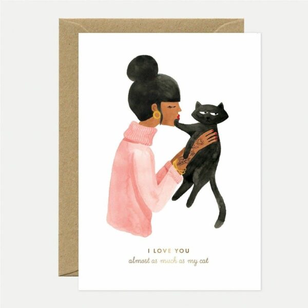Gold As much as my cat - Carte double avec enveloppe