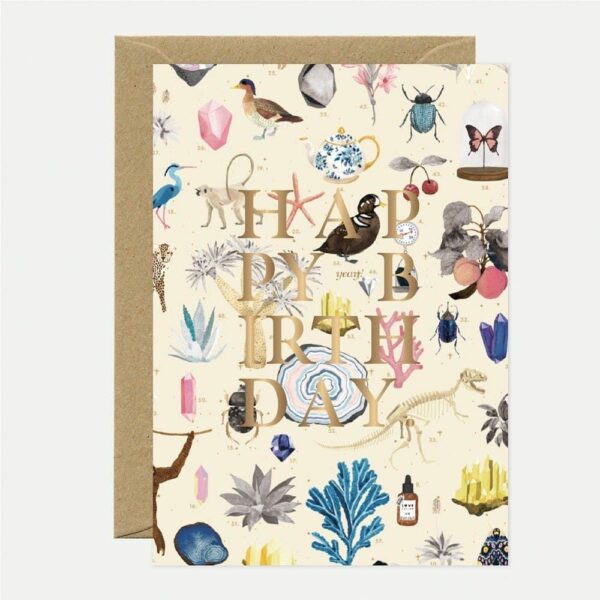 Gold Happy Bday Curiosity - Carte double avec enveloppe